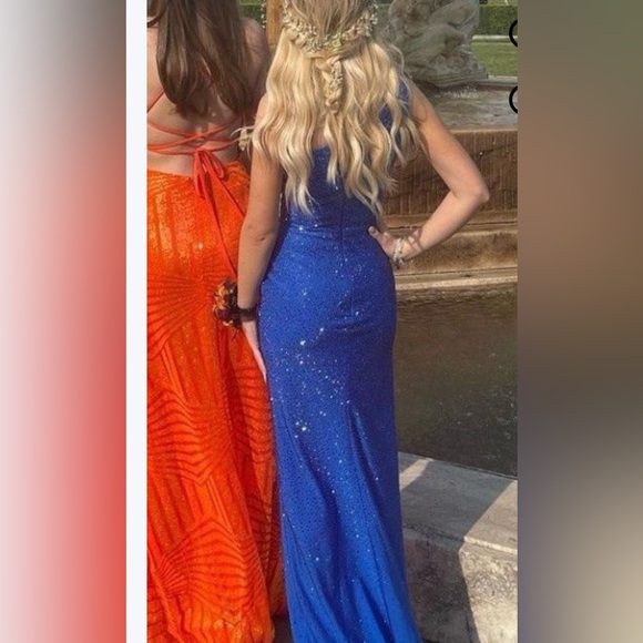 Sherri Hill Blue Formal Dress 00 - Picture 4 of 6